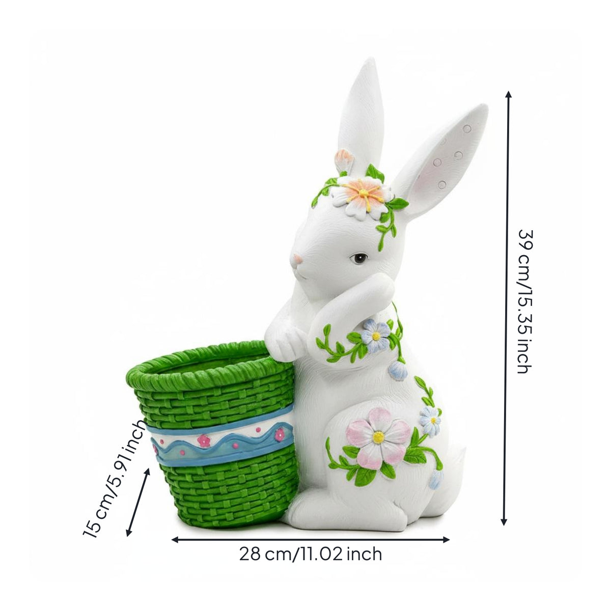 Rabbit Planter Resin Rabbit Flower Pot Long Ears for Courtyard, Porch