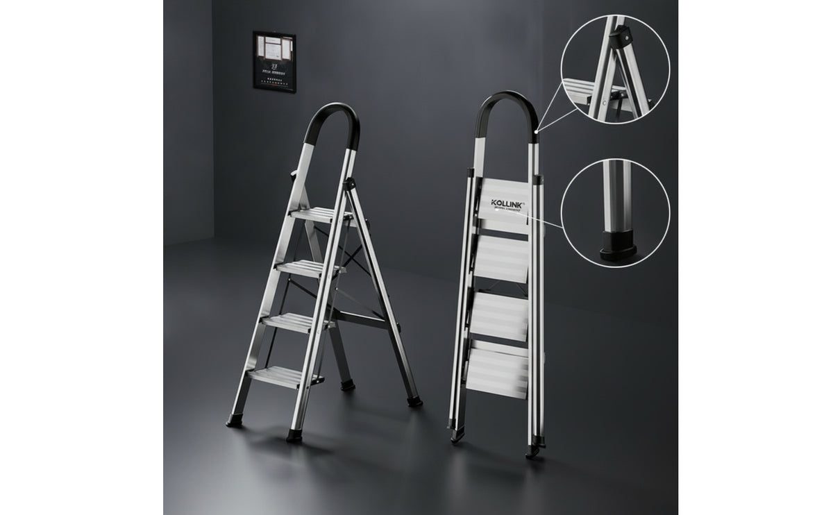 Foldable Step Ladder with Handrails Anti-Slip Folding Step Ladder Stable Lightweight for Kitchen, Apartment