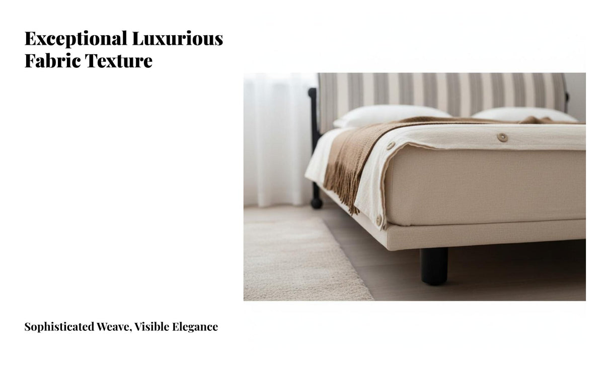 Removable and creclineable Cover ribbed Tufted Scalloped Bed Modern Minimalist Design Bedroom Furniture French Vintage aesthetic Bedstead sturdy Wood Legs for partners, Homeowners, Adults, Apartment, Guest Room