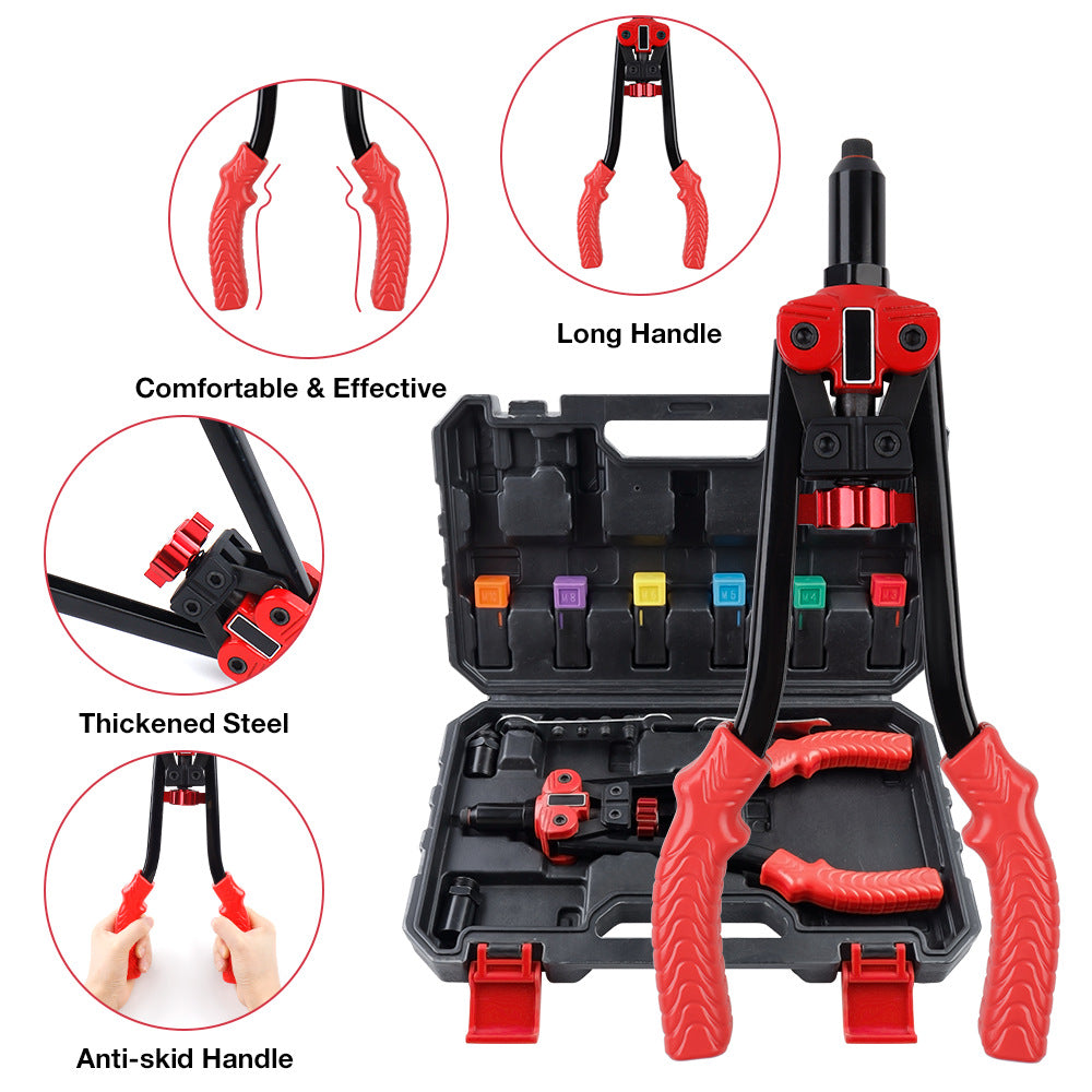 Manual Rivet Gun, Hand Riveter, Dual Handle, Durable and Effort-Saving, Hardware Tool
