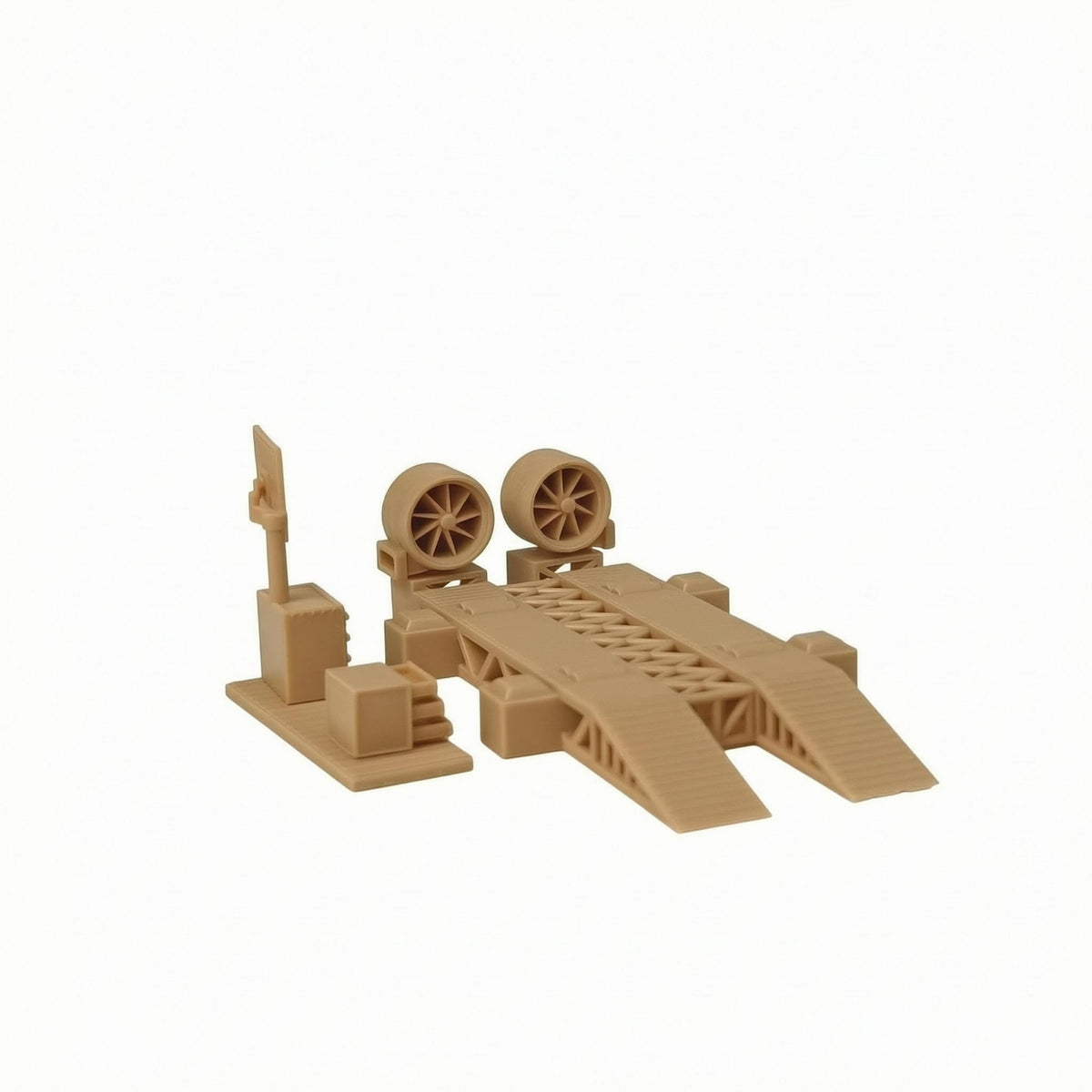 Raised Platform 1/64 Garage Test System Model Sloped Ramps Miniature Garage Test-System Model Molded Lattice Display Scene Prop Ribbed Construction