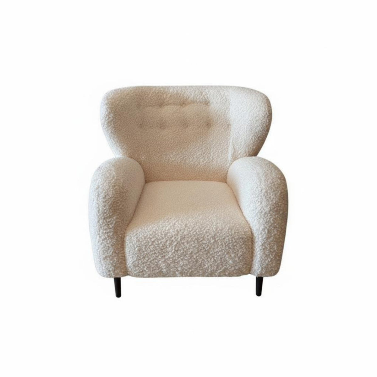 Sherpa Club Chair Soft Texture Upholstered Armchair Comfortable Creamy Design for Young Adults, Bedroom, Vanity Area