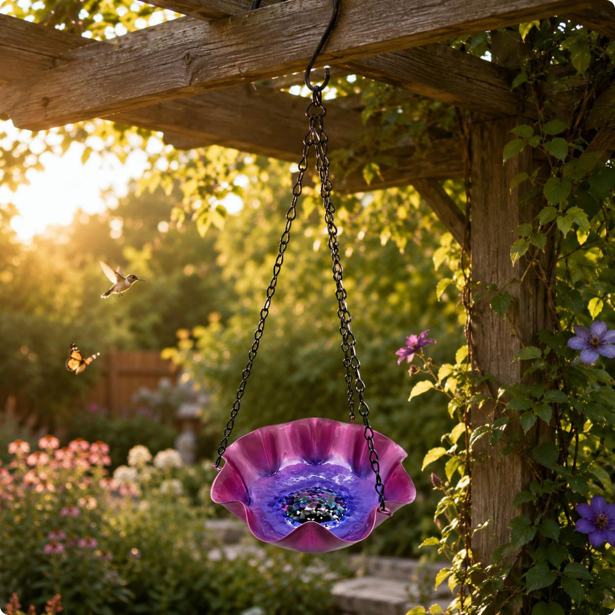 Hanging Feeder Tray Decorative Ruffled Petal-Rim Tray Easy to Clean