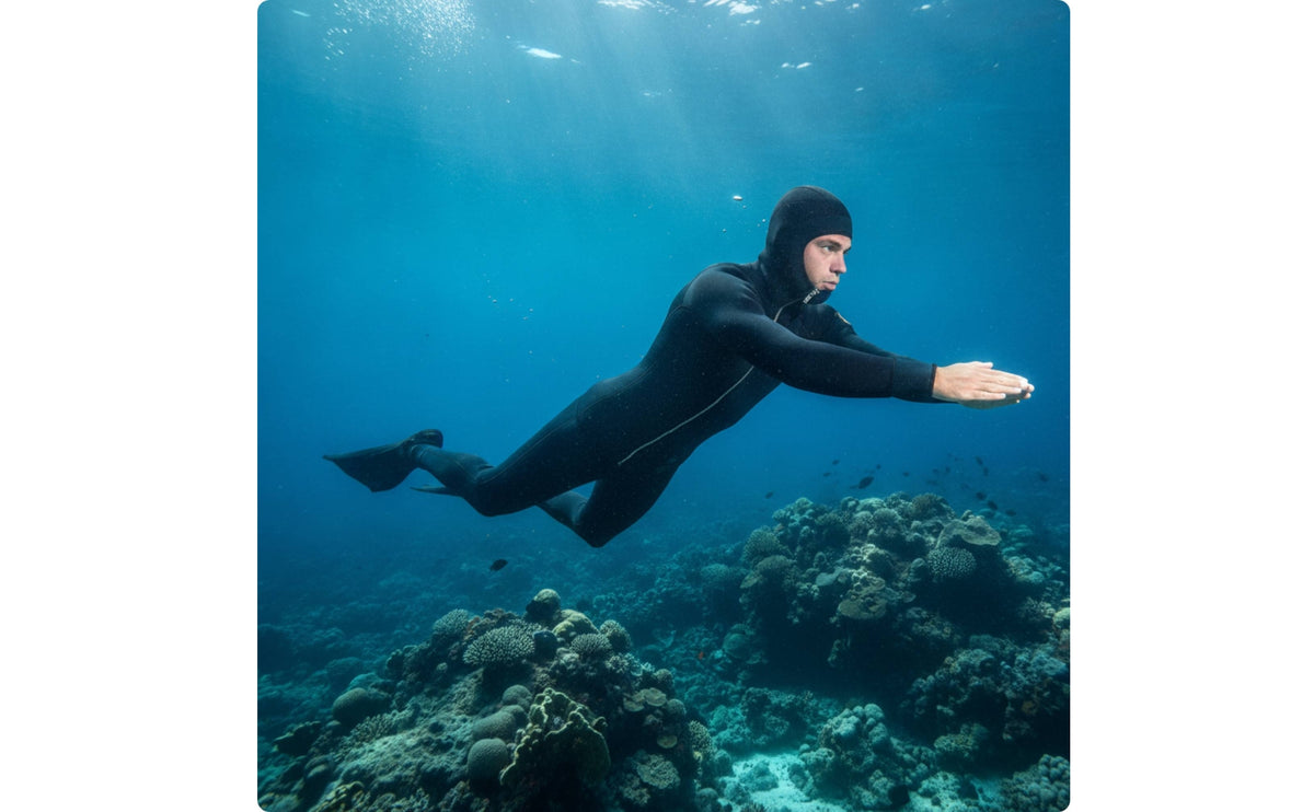 7mm Two-Piece Wetsuit Cold-Water Hooded Wetsuit Thermal Diving Suit Split for Divers, Spearfishers, Winter Surfing