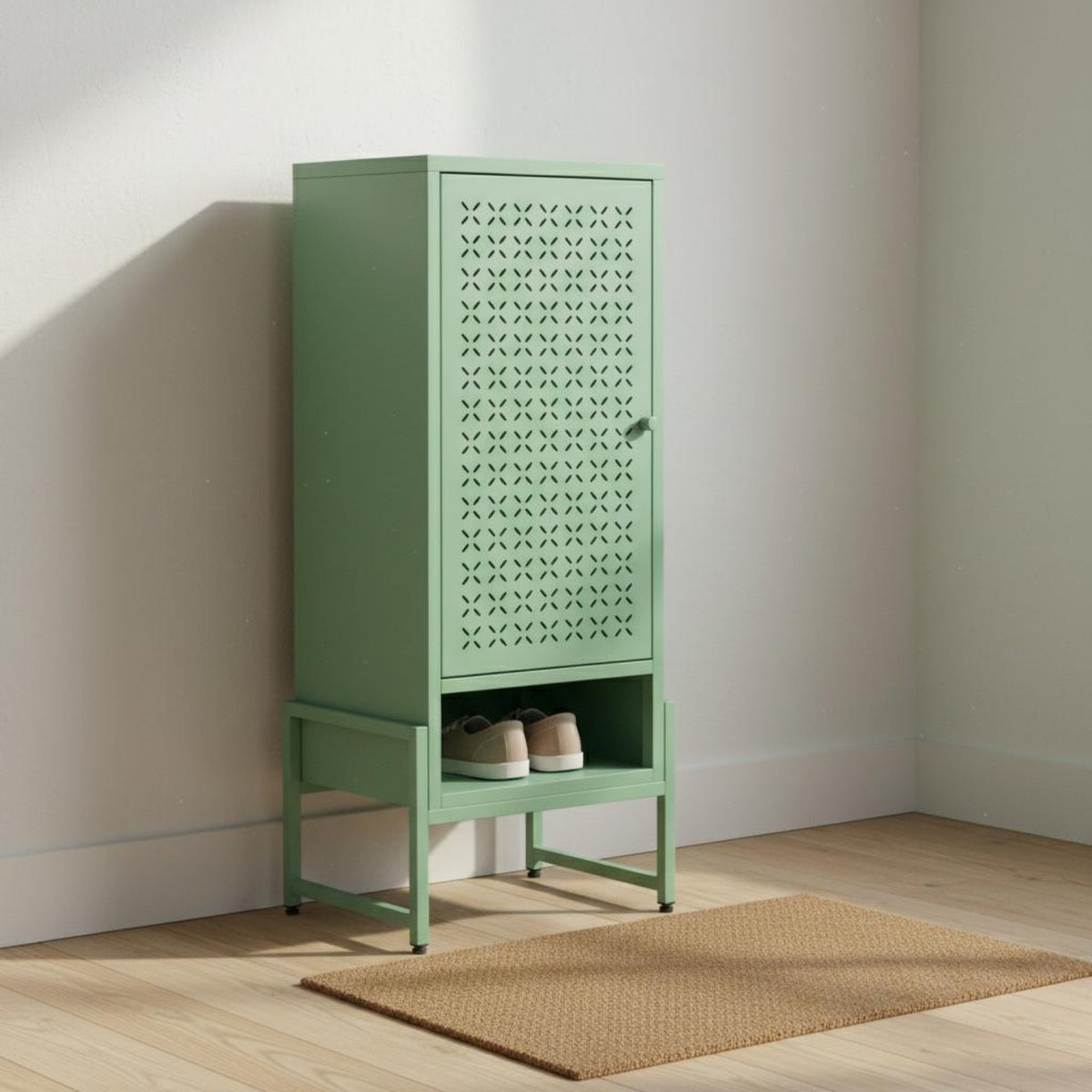 Steel Footwear Storage Unit Multi-layer Shoe Rack with Doors Large Capacity Entryway Furniture Dust-resistant Adjustable Shelves Suitable for Homeowners Adults Hallway Bedroom