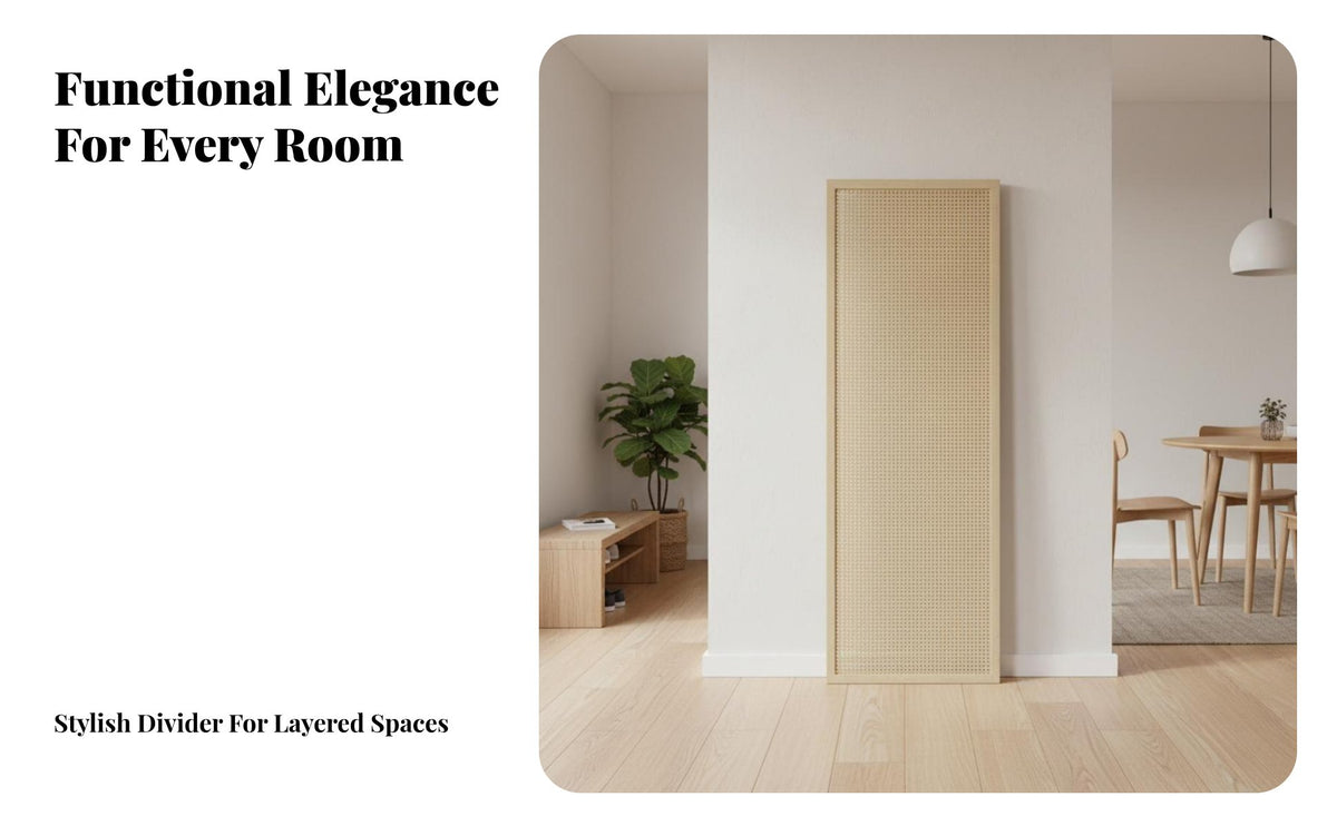 Folding Design 4-Panel Woven Partition Asian Aesthetic Room separater Freestanding Privacy Screen Portable for Interior Decorators, Business Owners, Office Workers, Bedroom, Studio Apartment, Dressing Area
