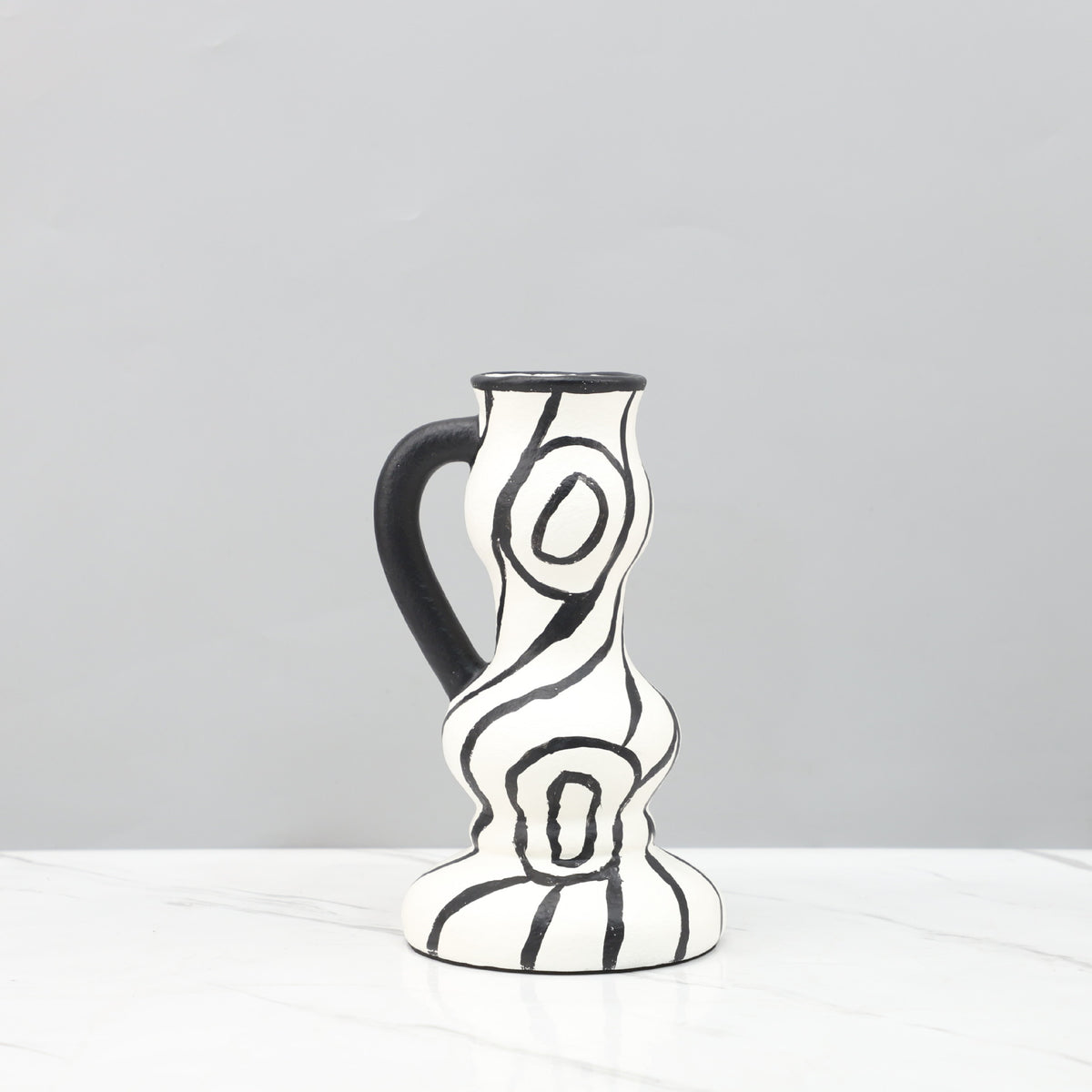 Nordic Style Geometric Resin Hand-Painted Striped Vase