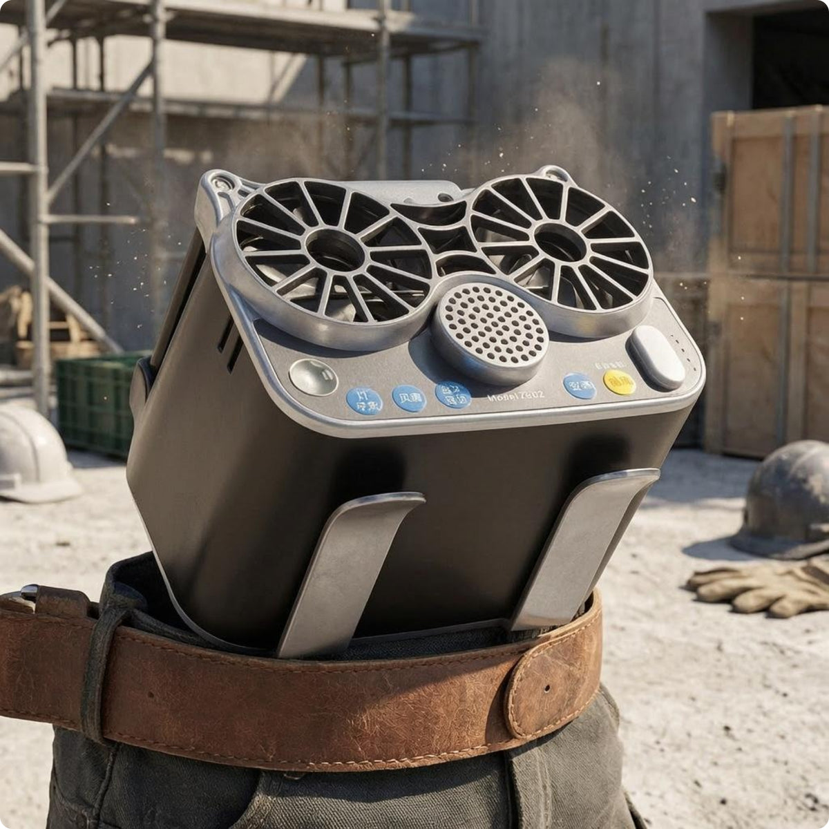Twin Air Duct Waist Fan Four-Speed Body Cooler Power Display for Outdoors
