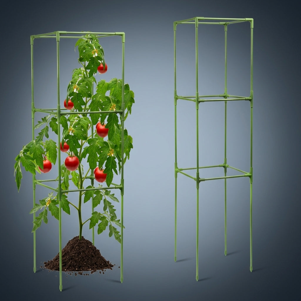 Garden Trellis for Outdoor Plants and Plant Support, Heavy Duty Square Tomato Cage for Plants Indoor, Fiberglass Tube Plant Stakes, Potted Stand