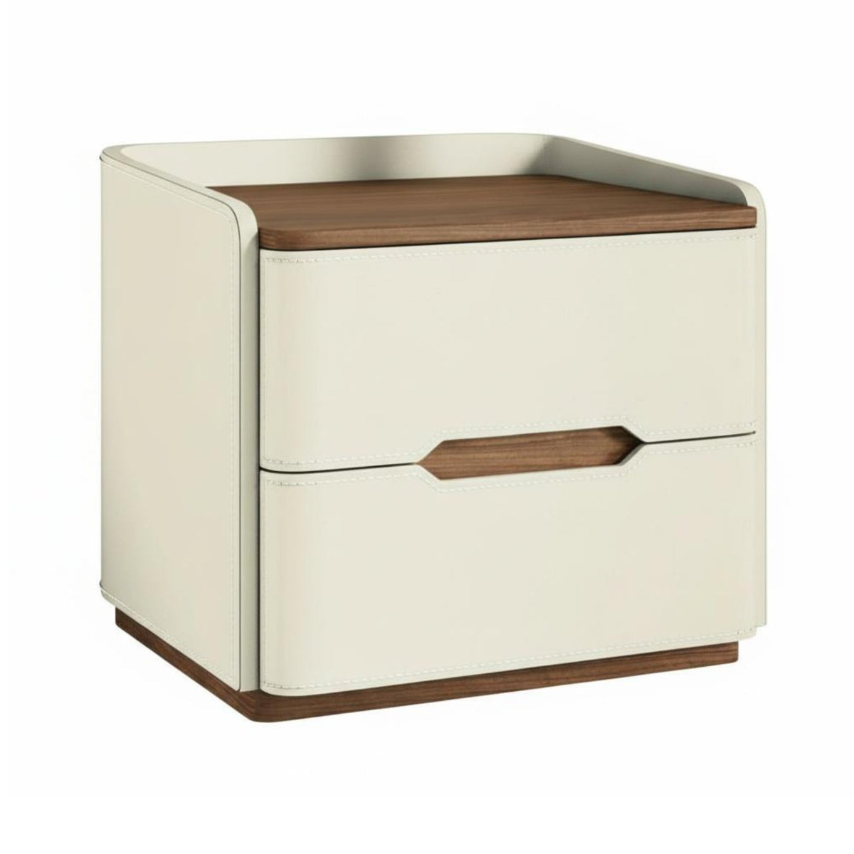 2-Drawer Nightstand Minimalist Design 2-Drawer Leather-Wrapped Side Table