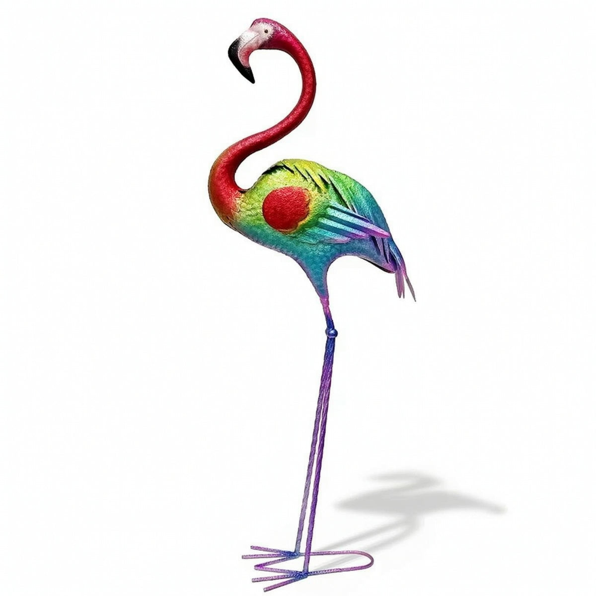 Metal Flamingo Statue Colorful Flamingo Garden Statue Outdoor for Yard, Patio