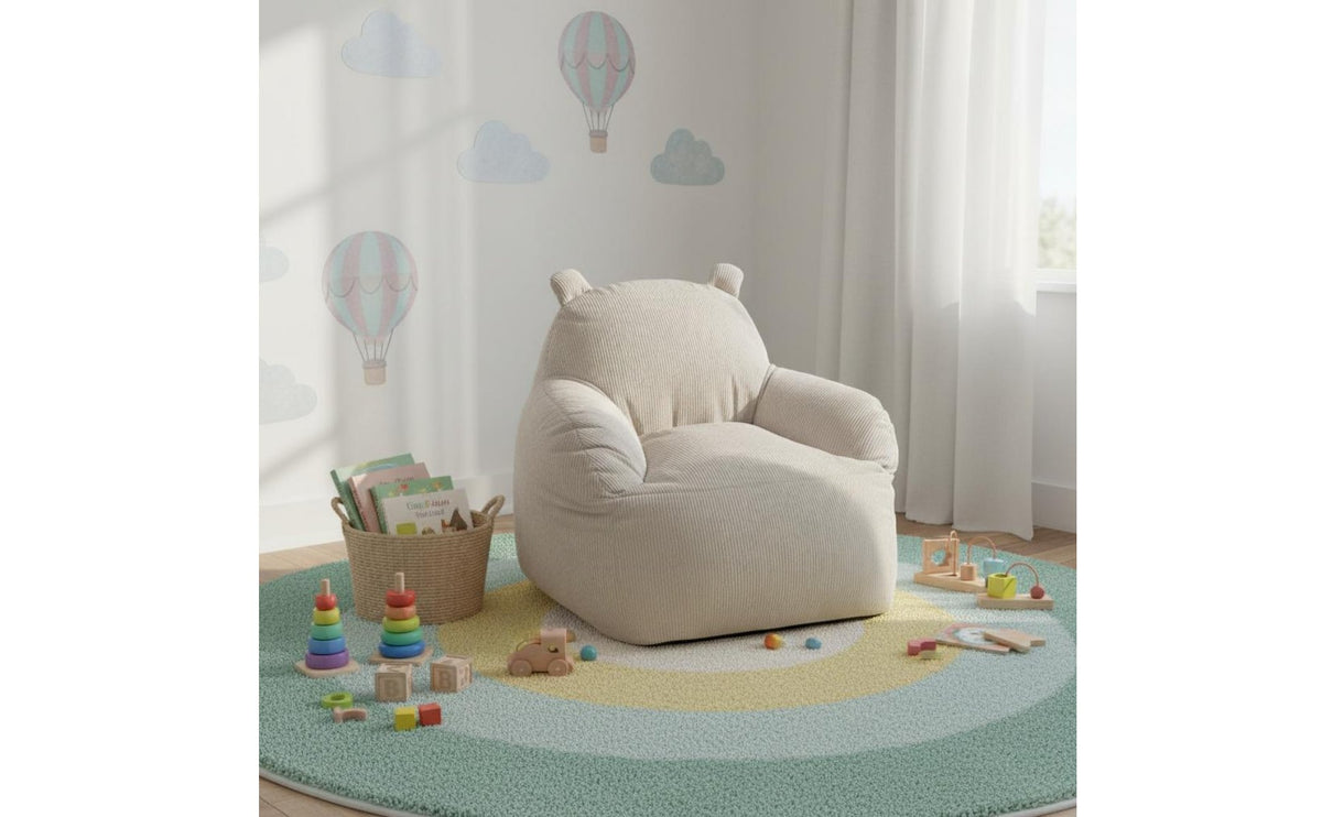 Children's Reading Corner Chair Removable and Washable Cover Young Child Bear Ear Sofa Low Seat Design Kids' Corduroy Armchair for Infants, Playroom