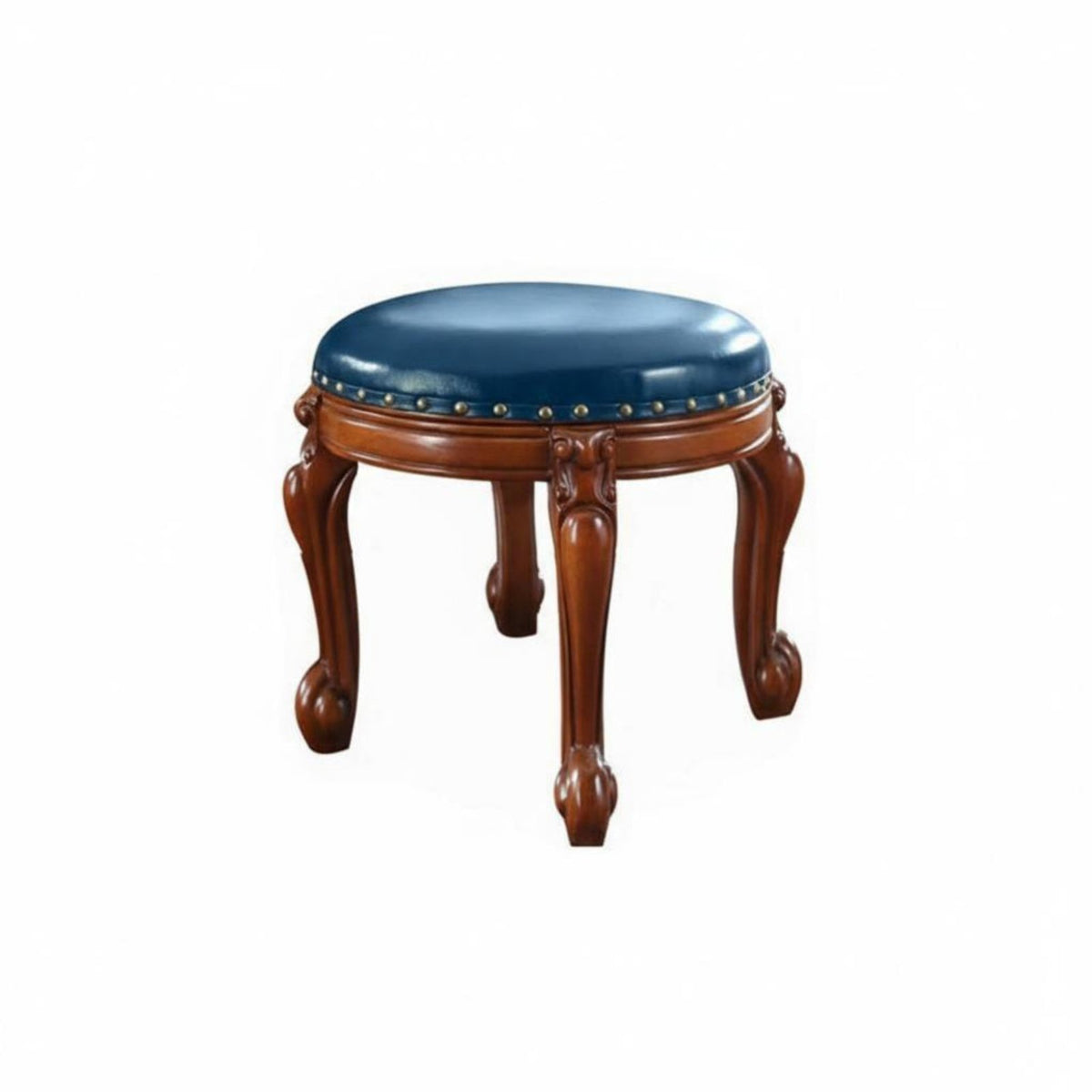 Round Wooden Stool sturdy Wood Round Four-Legged Stool Western design for Bedroom