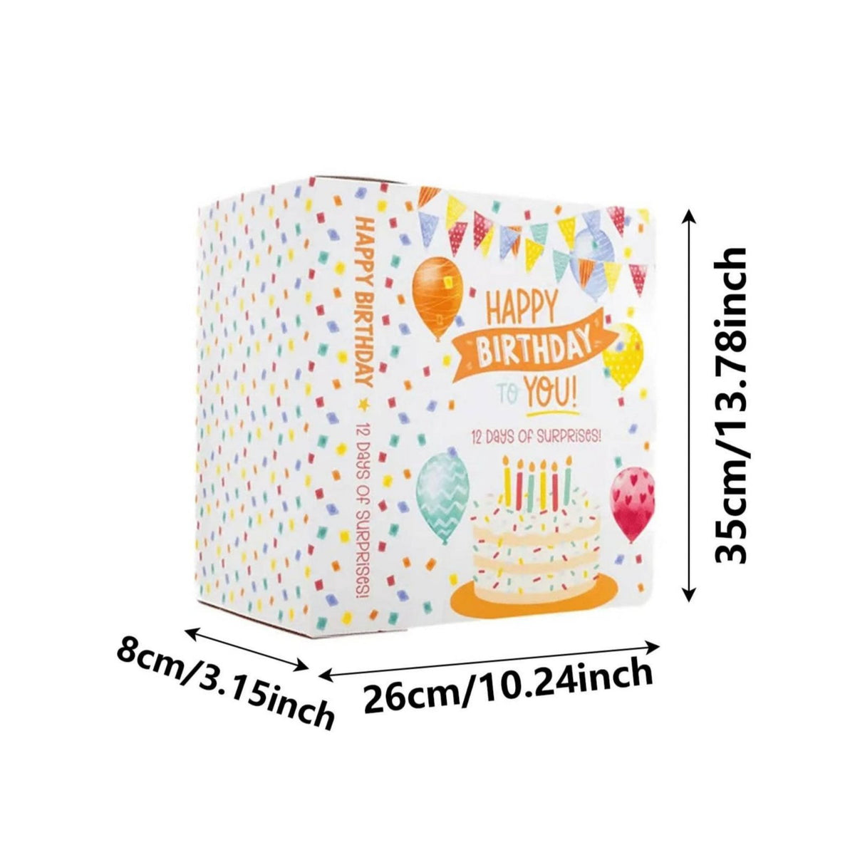 Twelve-Day Delightful Present Container Easy to Assemble Birthday Anticipation Calendar Box Festive Print for Kids