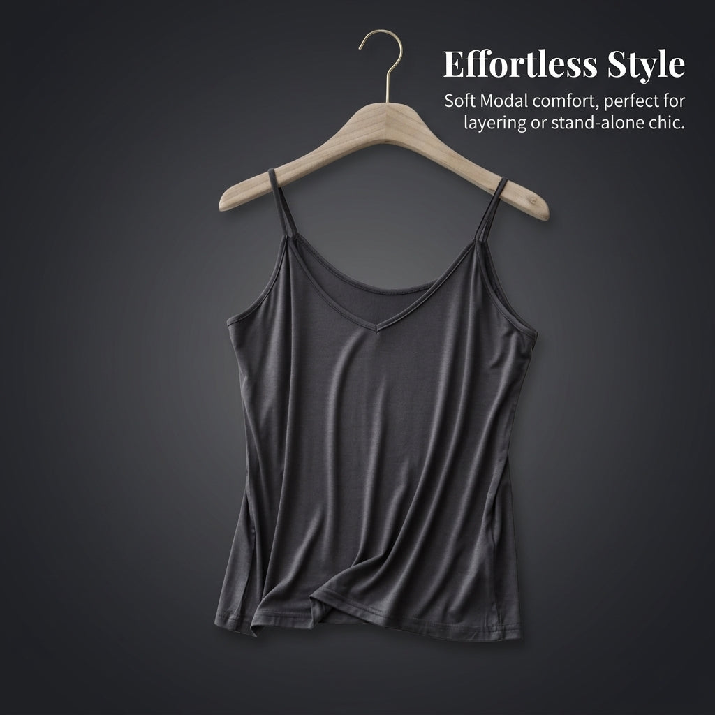 Women's Tank Tops for Gym and Summer Loungewear, Soft Modal Fiber Sleeveless Design with a Loose Fit, Lightweight V-Neck for Layering