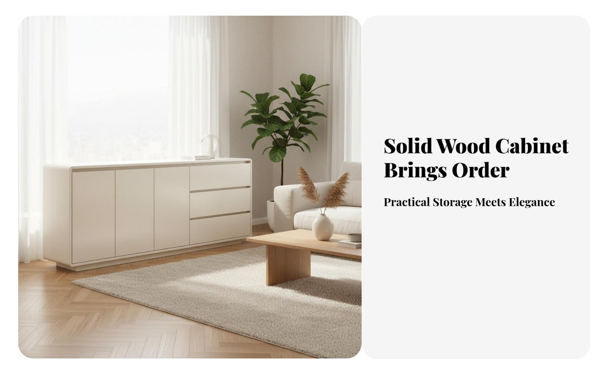 Cream Design Storage Cabinet Rounded Corners Modern Buffet Cabinet Multi-Functional Modern Handleless Sideboard for Families, Entryway, Hallway
