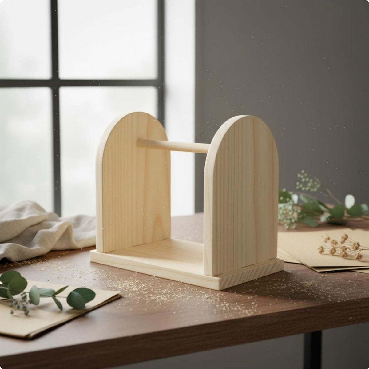 Wooden Ribbon Rack Sturdy and Yarn Spool Holder Portable Creative Craft Thread Stand for Florists, Flower Shop
