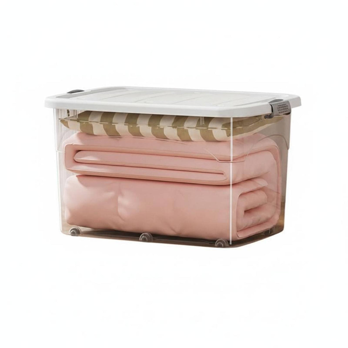 Clear Plastic Storage Box Space Saving Transparent Organizer Box for Living Room