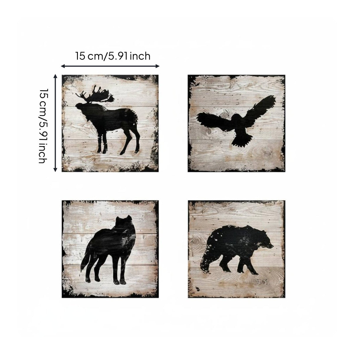 4 Pieces Wooden Creature Outline Plaques Nature Inspired for Bedroom