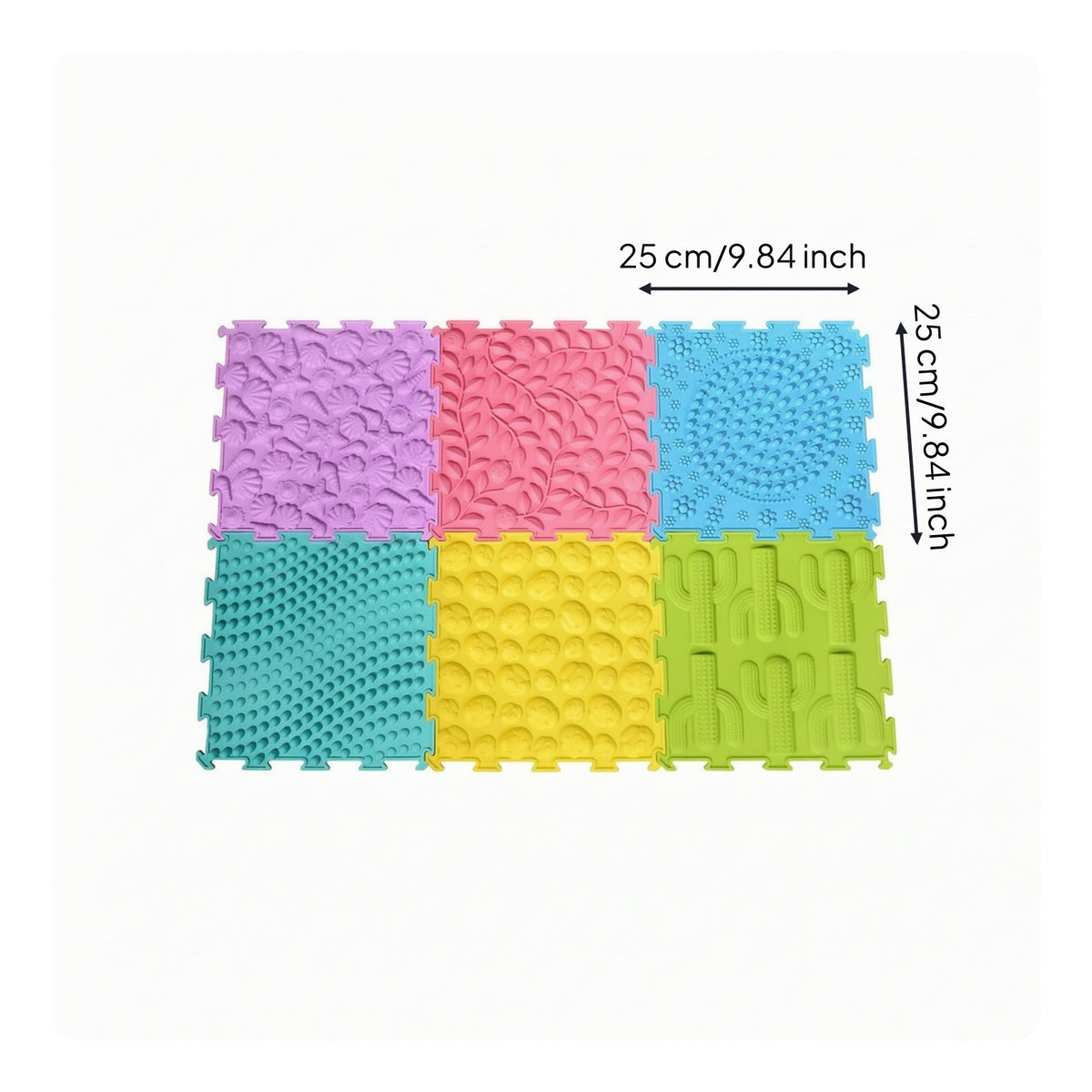 6 Pieces Sensory Foot Silicone Interlocking Sensory Tiles Modular Textured Floor Tiles for Classroom