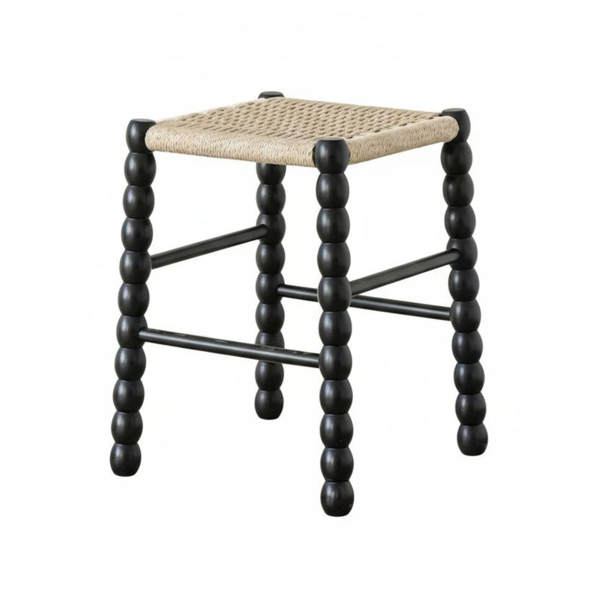 Bobbin Leg Woven Stool Nordic Design Counter Chair Vintage Aesthetic French Country Aesthetic for Interior Designers, Bar