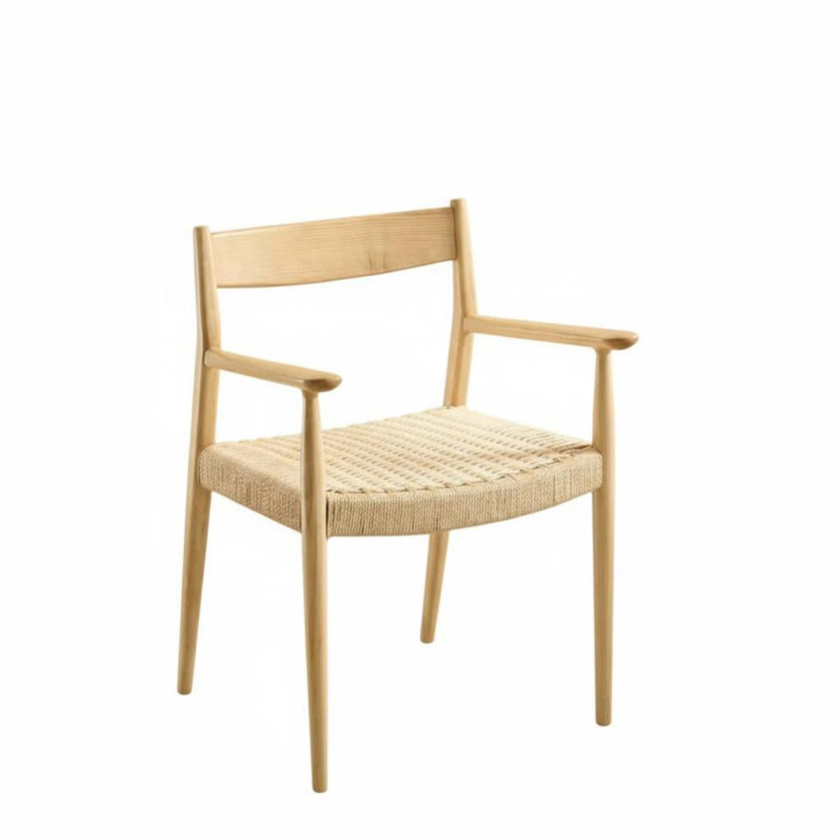 Woven Cord Seat Chair Sturdy Wood Frame Woven Side Supportchair Mid-Centuryperiod Modern and Design Handwoven for Homeowners