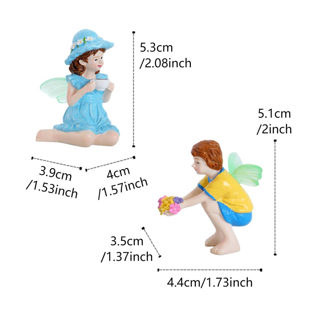 Boy and Girl Figurine Set Glowing Miniature Boy and Girl Statues Gift for Desk