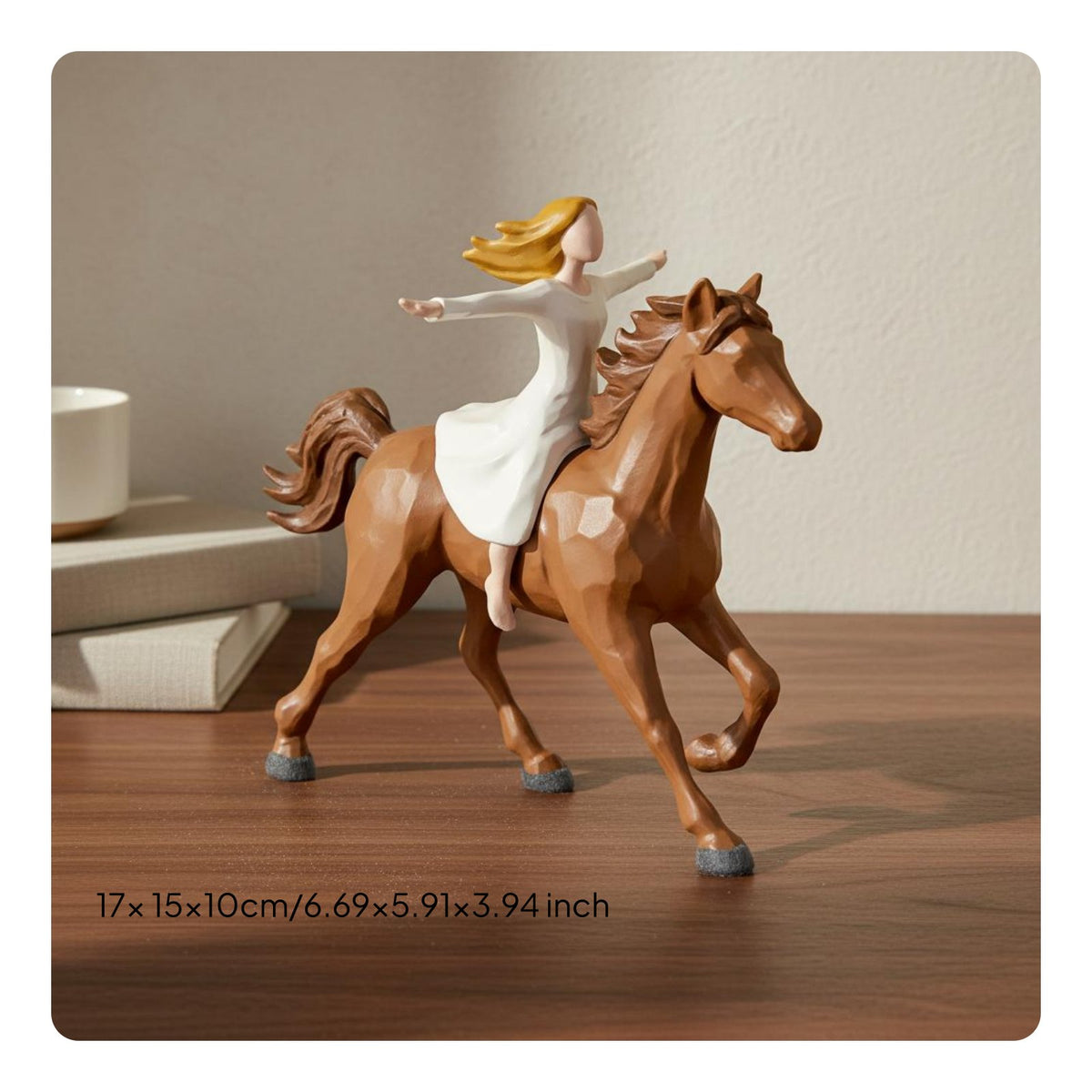 Girl Riding Horse Statue European Design Horse Equestrian Statue Matte Finish