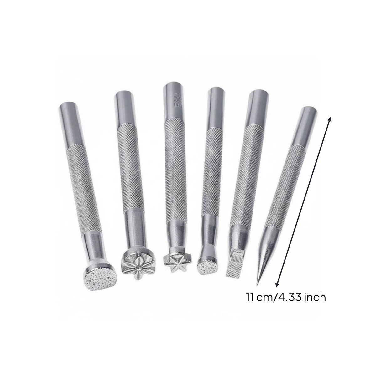 6 Pieces Leathercraft Stamping Tools Clear Patterns Leather Carving Punch Set