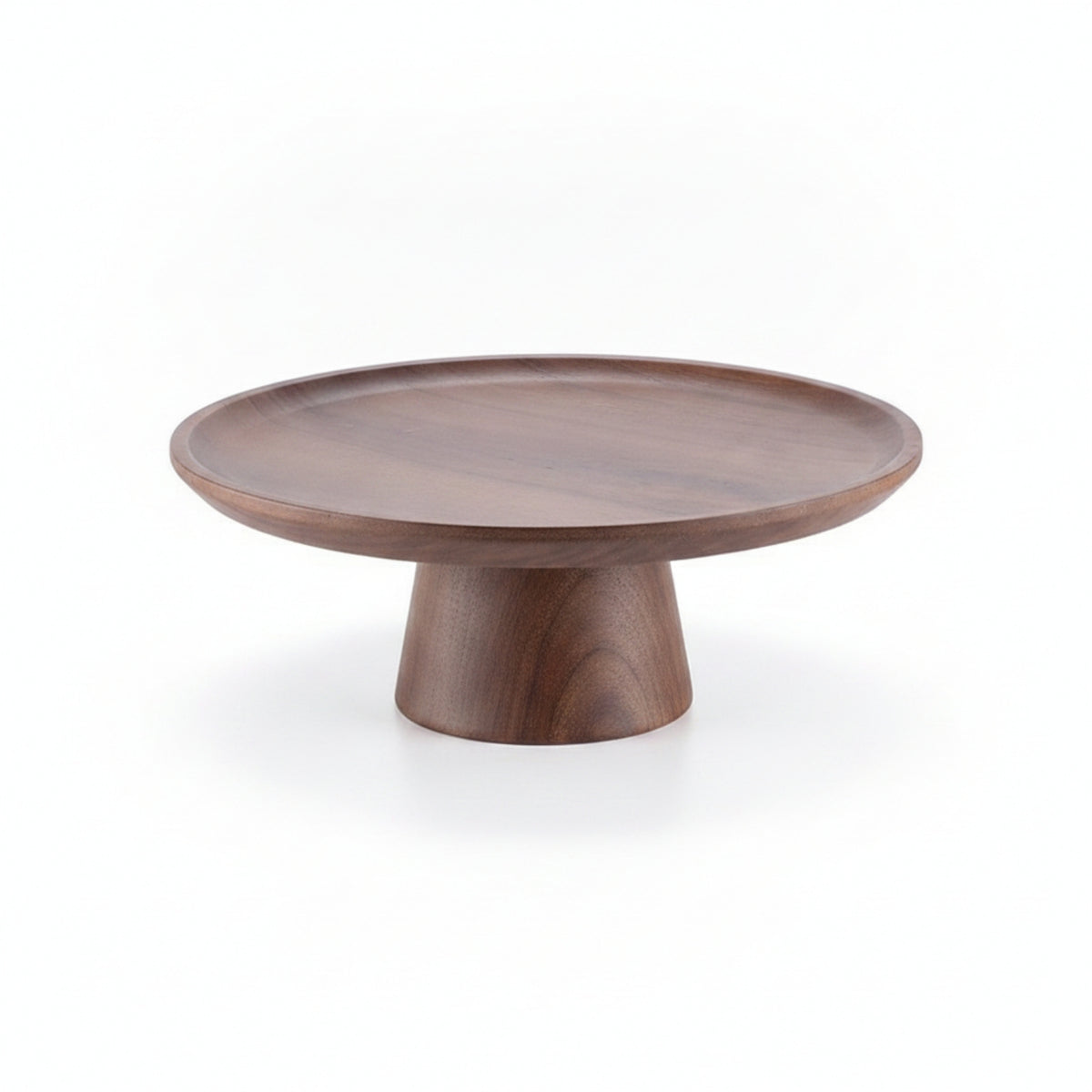 Shallow Tray Pedestal Cake Stand Brown Wooden Pedestal Cake Stand for Tabletop