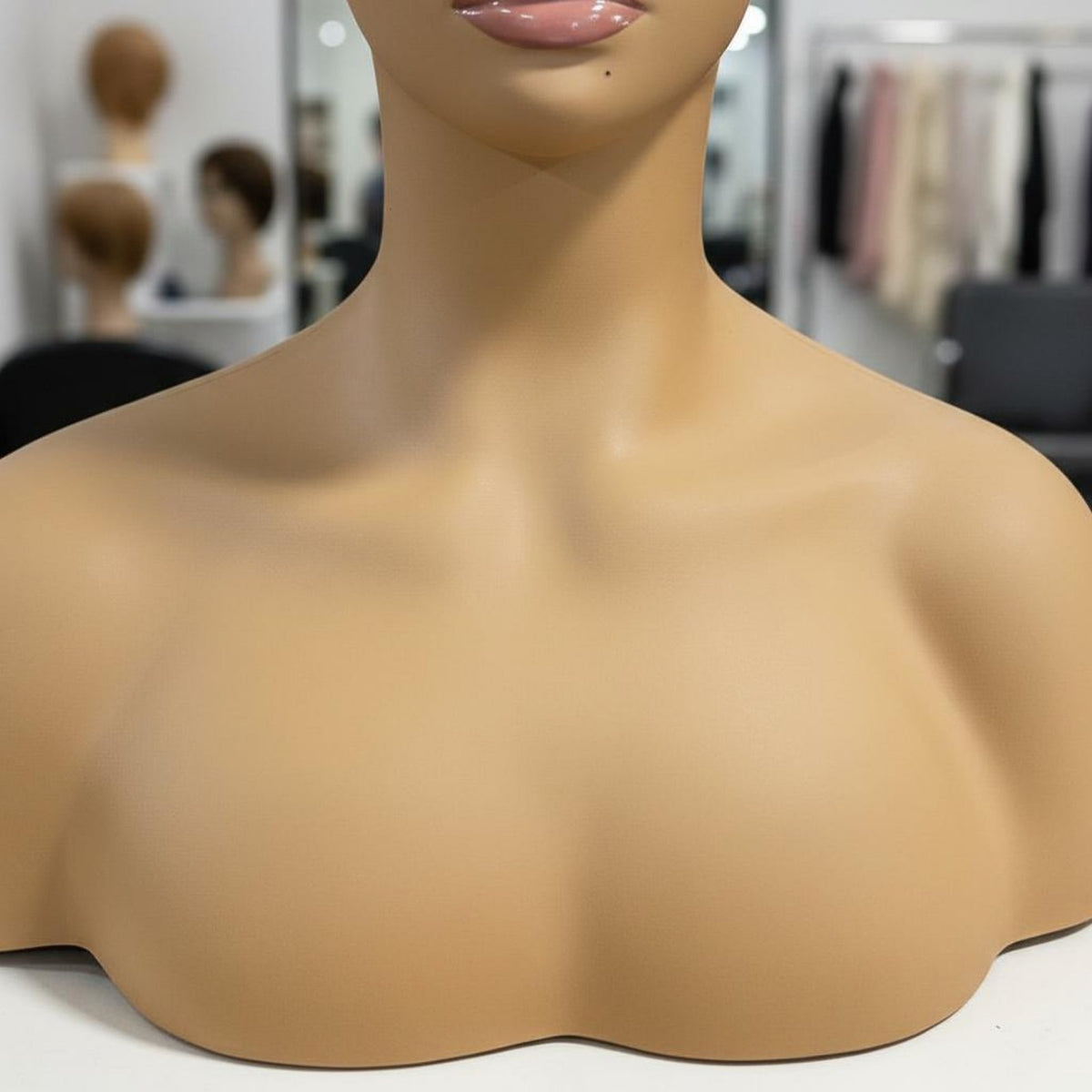 Shoulder Mannequin Bust with Shoulders Female Mannequin Head Smooth Surface Hairpiece Display Head for Salon Owners
