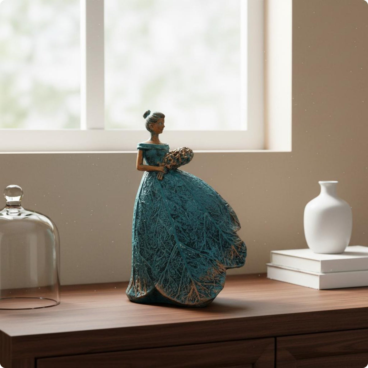 Flower Fairy Figurine Whimsical Fairy Statue Textured Dress Design