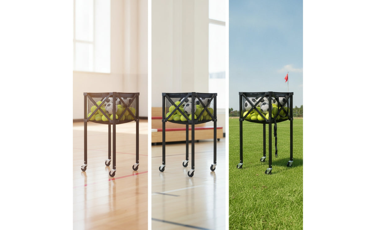 Tennis Ball Cart Foldable Tennis Ball Basket with Wheels Portable Carrier for Coaches, Coaching Training, Practice Practice Exercises
