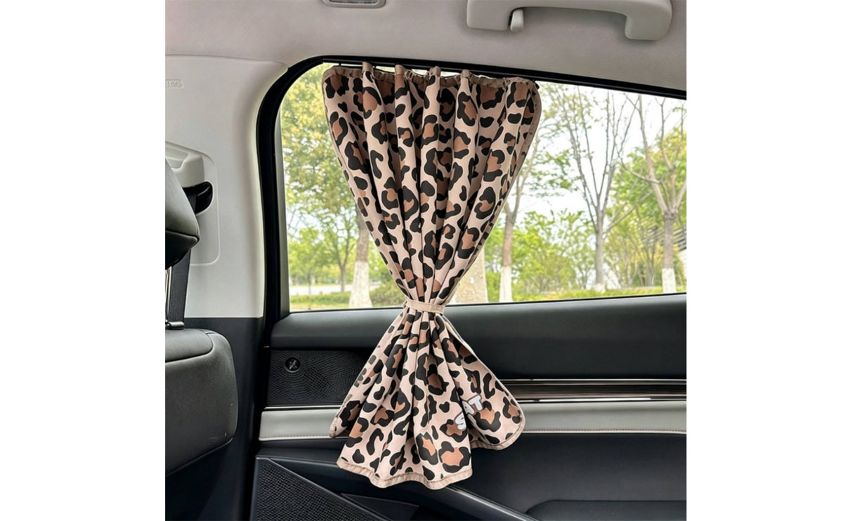 Leopardpatterned Side Curtain | Sun-Protection, Car Window Curtain with Track, for Road Trips