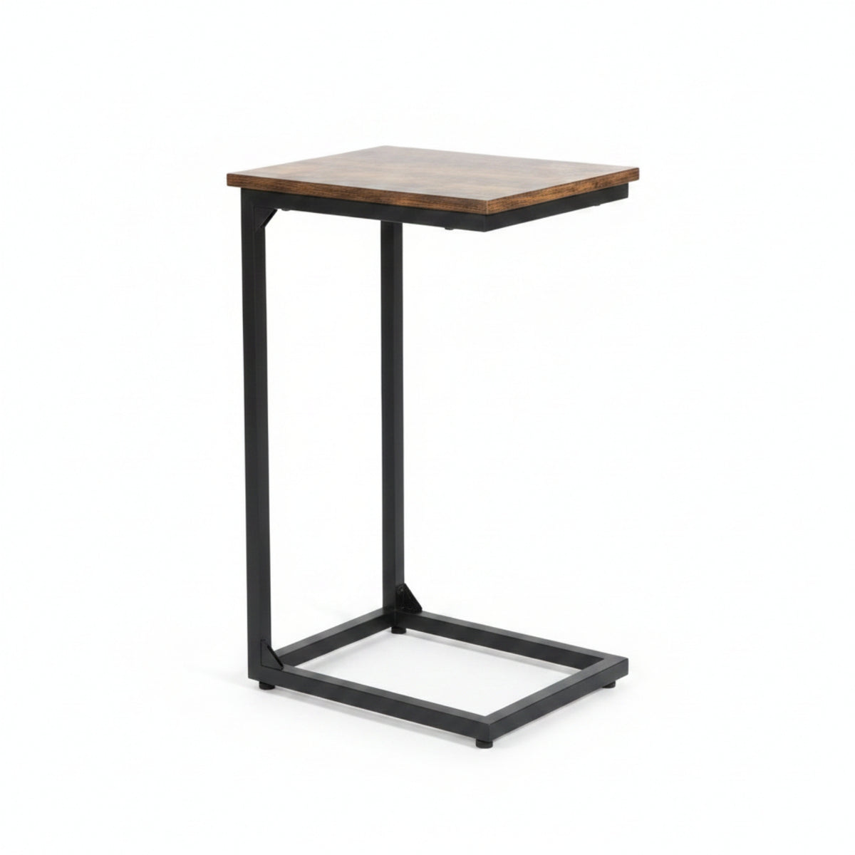 Household Furniture Wood-Grain Rectangular Top C-Shaped Side Table