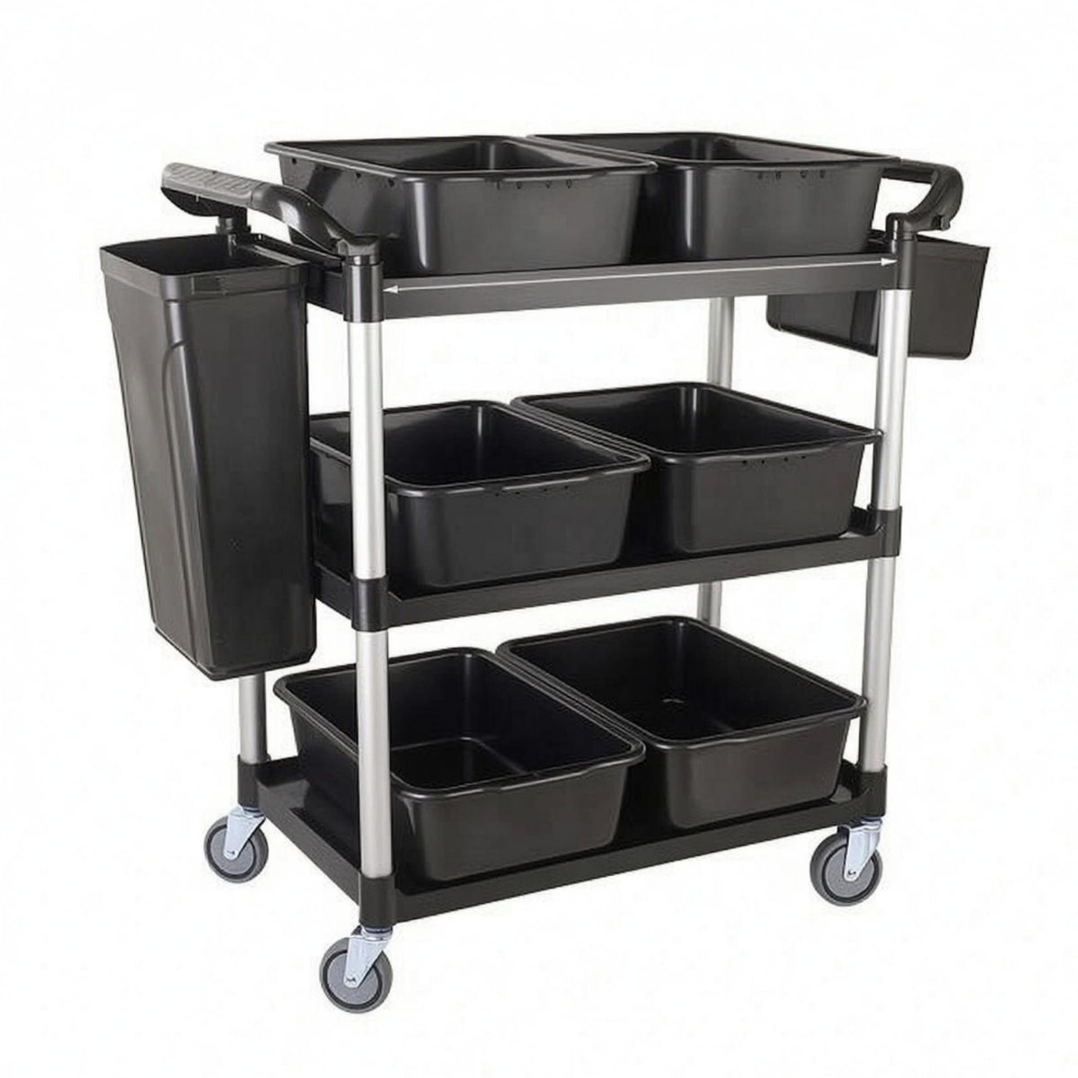 Commercial Kitchen Cart Large Shelves Three Shelf Cart-Move Maneuverability Facility Equipment for Restaurant