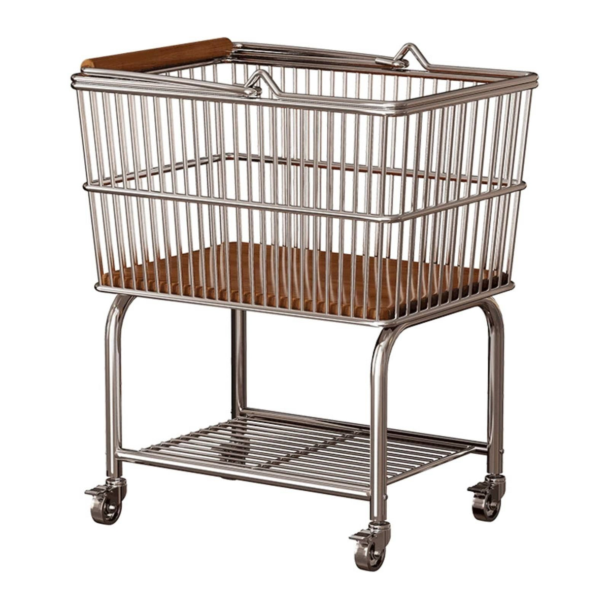 Rolling Laundry Cart Two-Tier Laundry Basket Cart Mesh for Bathroom, Bedroom