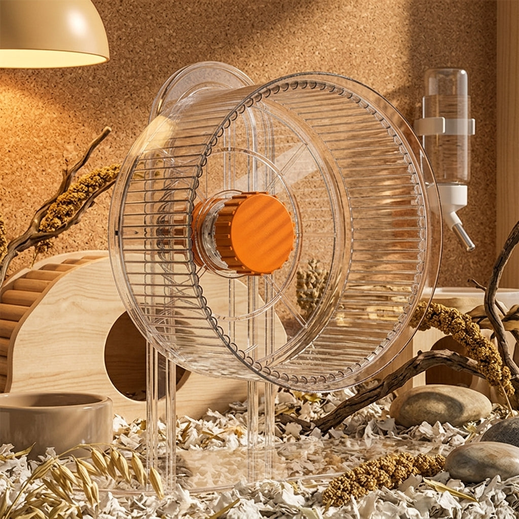 Silent Hamster Wheel with Stand, Hamster Running Wheel for Small Animals, Exercise Wheel for Hamsters with Single Silent Bearing