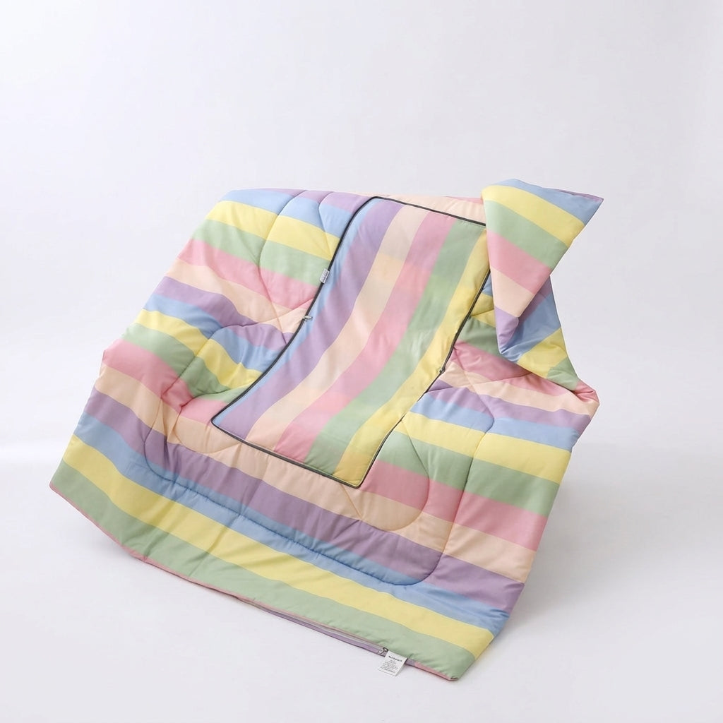 Cartoon Bear Pillow Blanket, Floral Pattern, Polyester