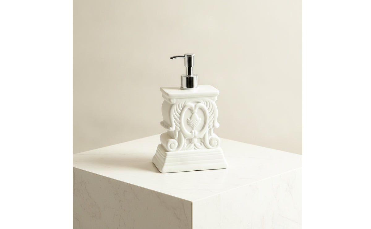 Vintage-Style Soap Dispenser | Embossed, Refill Bottle with Pump, for washroom