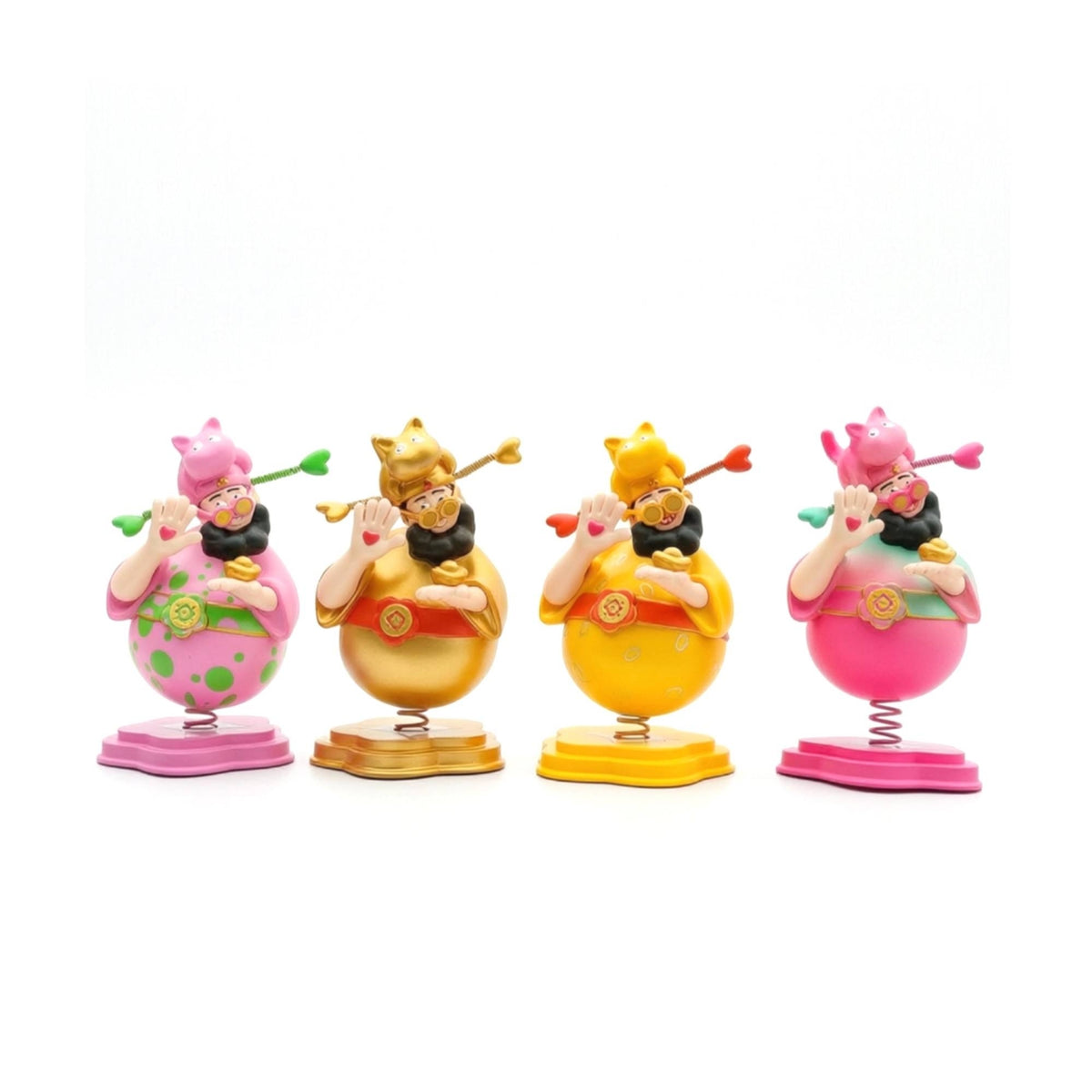 4 Pieces Deity Figurine with Spring Decorative Car Ornament Whimsical