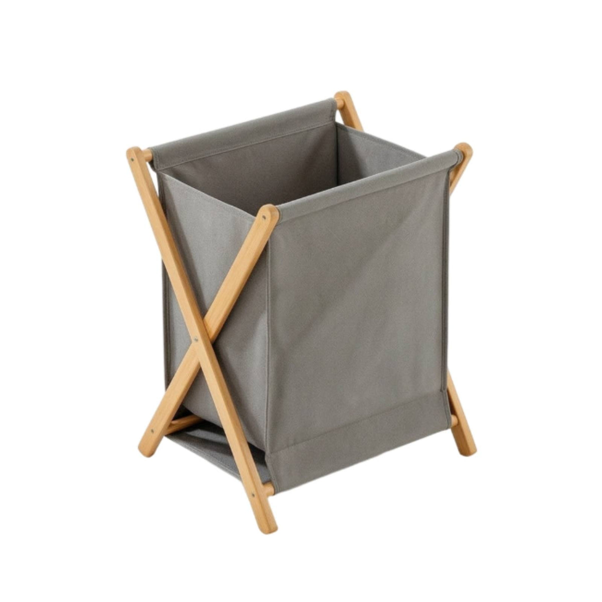 Textile Bin with Wooden Frame Space-Saving Hamper Lightweight for Bedroom