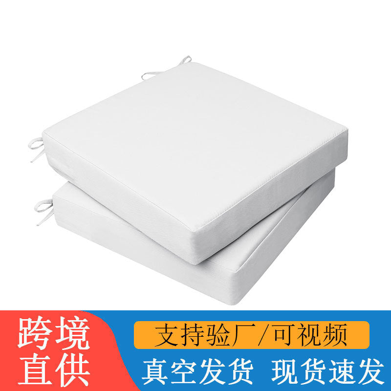 Waterproof Square Outdoor Chair Cushion with Yellow Stripe, Polyester, Sponge Filled