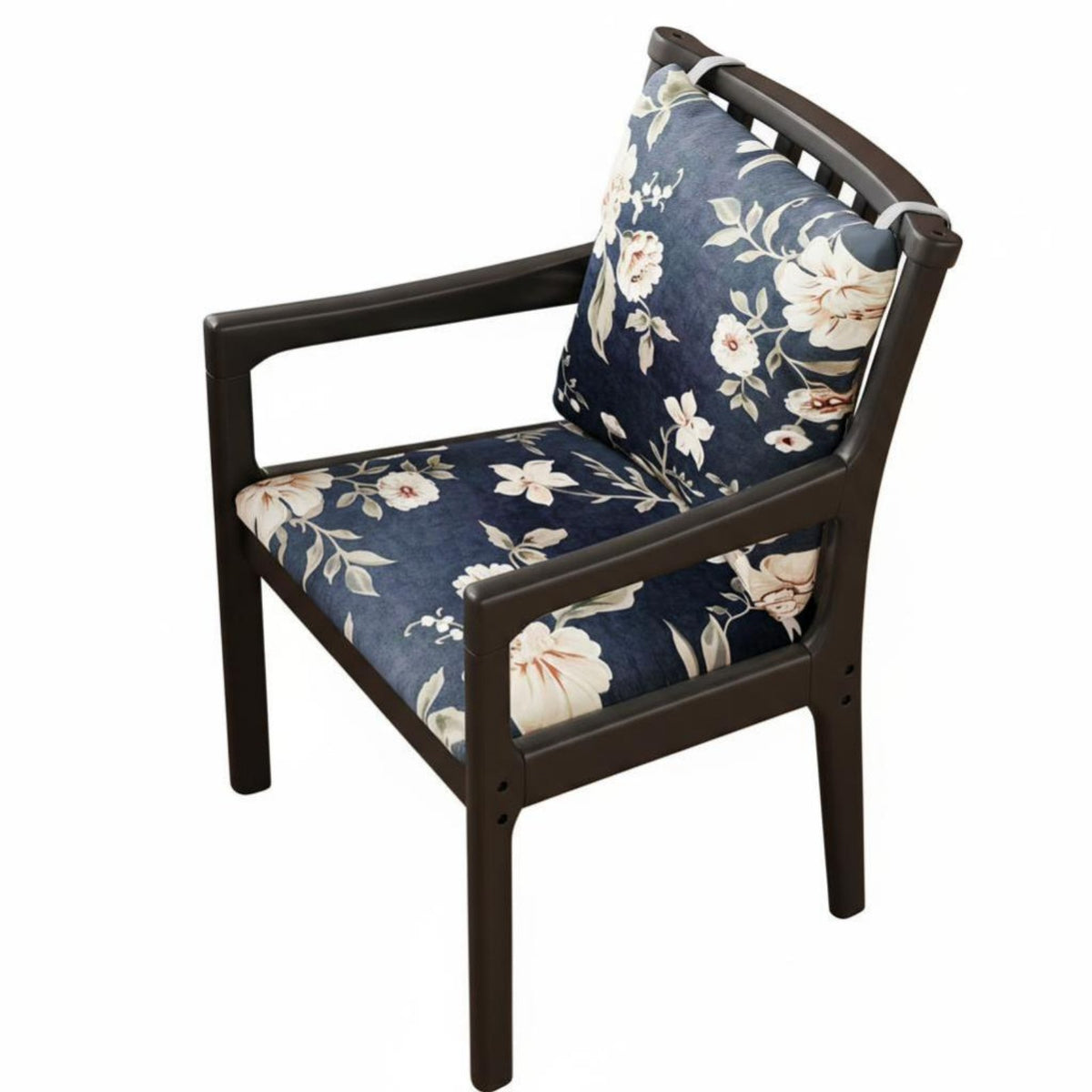 Upholstered Wooden Chair with Armrests Spindle Spine Dining Chair Sturdy Wood Legs Minimalist Design for Office Workers