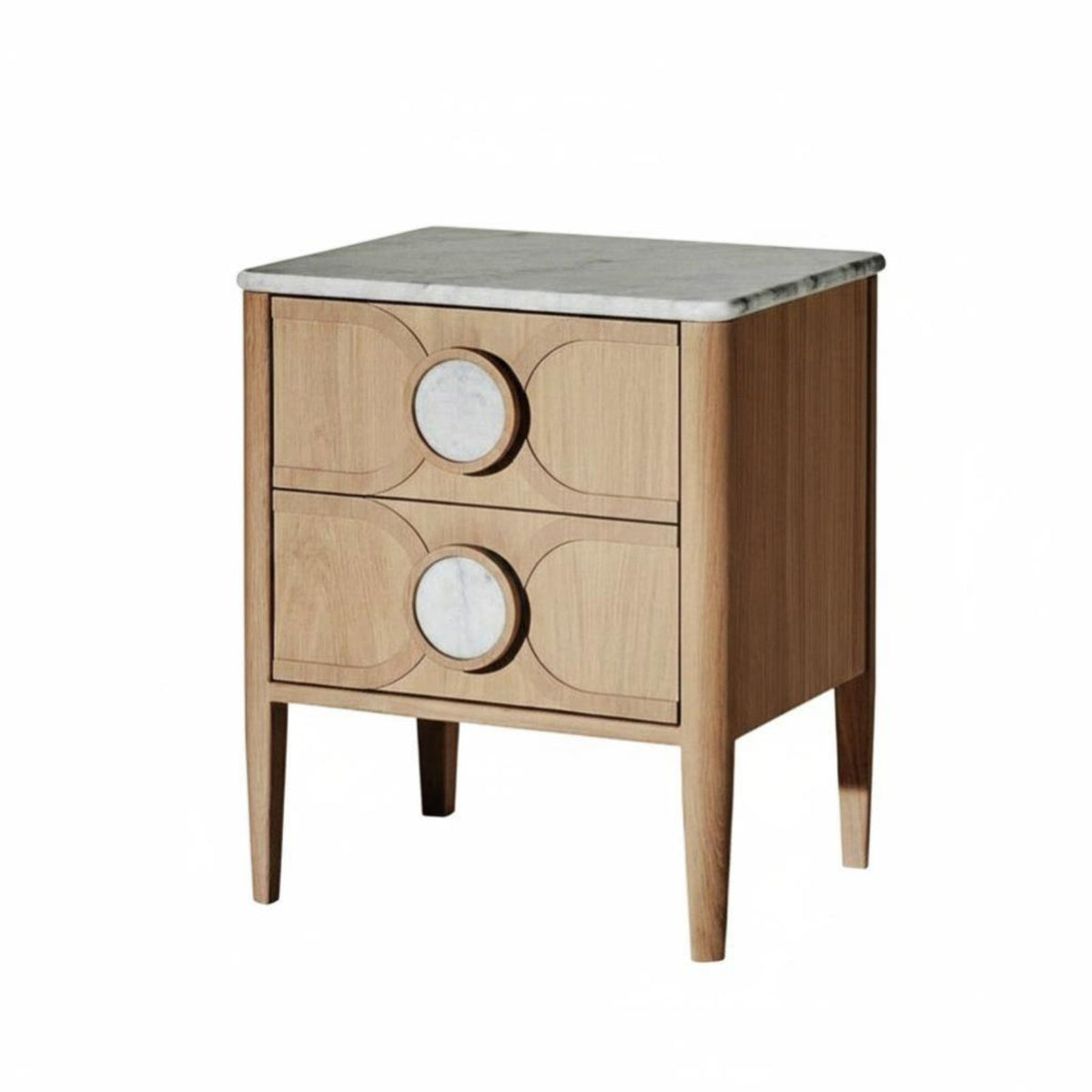 Single-Drawer End Table Minimalist aesthetic Nightstand Stone-Look Top Multi-Purpose for Homeowners, Students