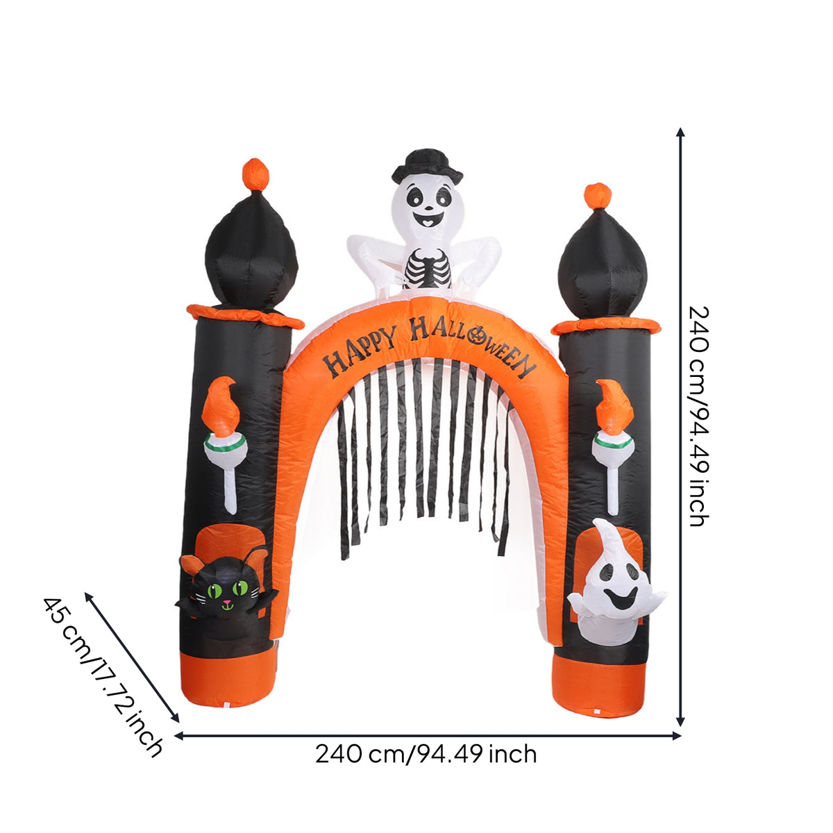 Halloween Archway Decoration Outdoor Inflatable Archway with Skeleton Yard Halloween Inflatable for Homeowners
