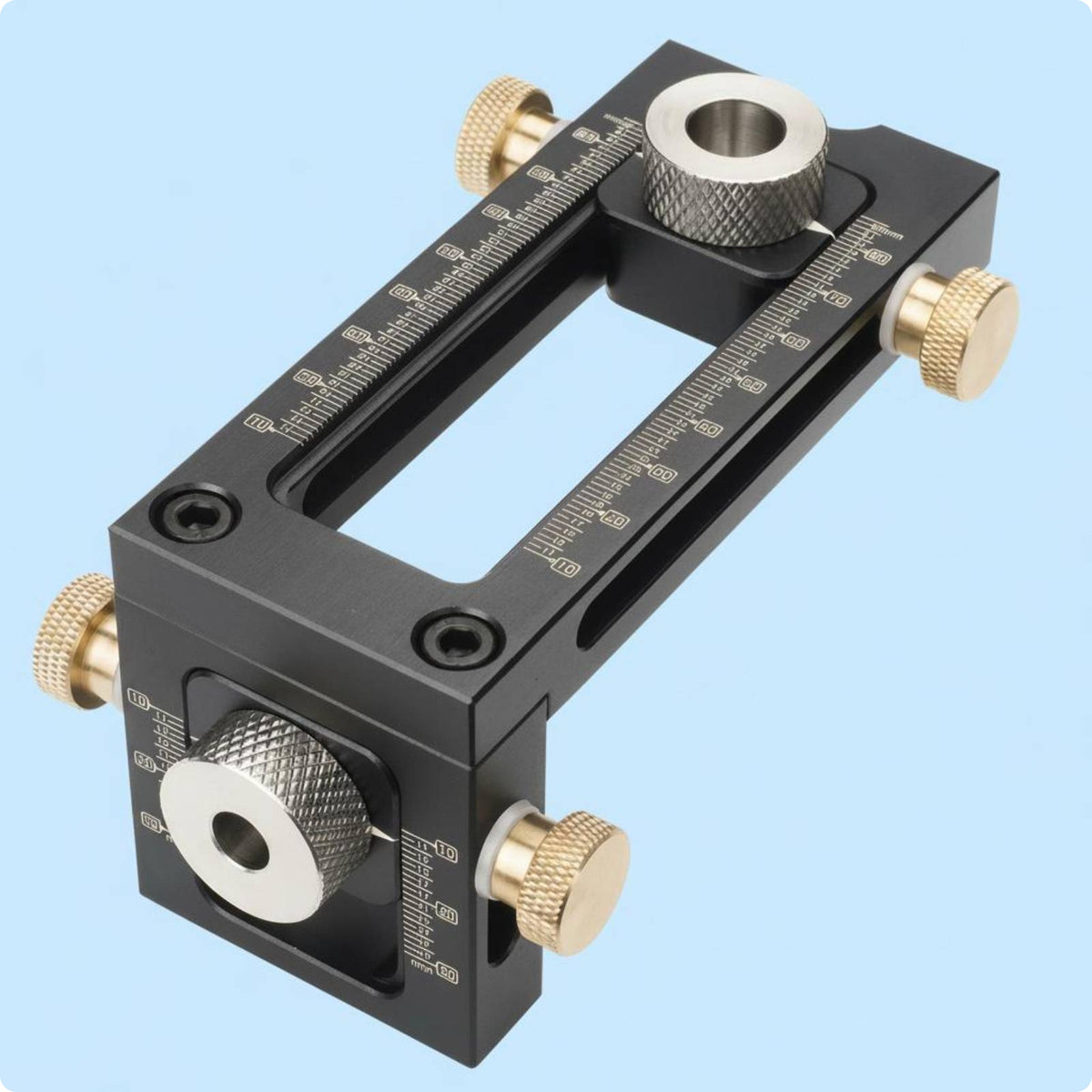 Adjustable Drilling Guide Measurement Markings Hole Drilling Jig Knurled Knobs