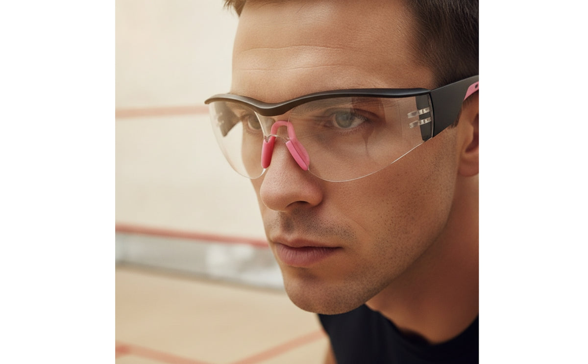 Squash Goggles Curved-Lens Squash Eyewear Clear Guarding Goggles for Athletes, Sports Training