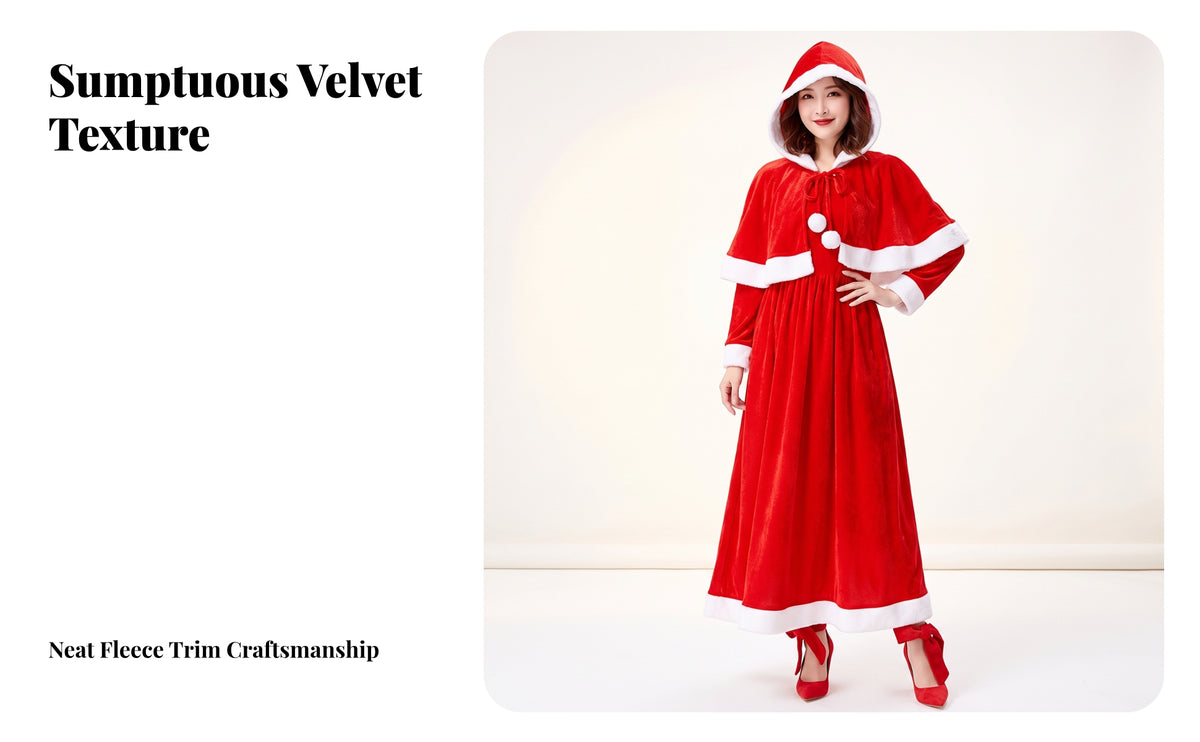 Floor-Length Maxi Dress with Hood Flowy Long Dress with Hood Elegant Apparel Flowing for Women, Performers, Christmas Parties, Holiday Events
