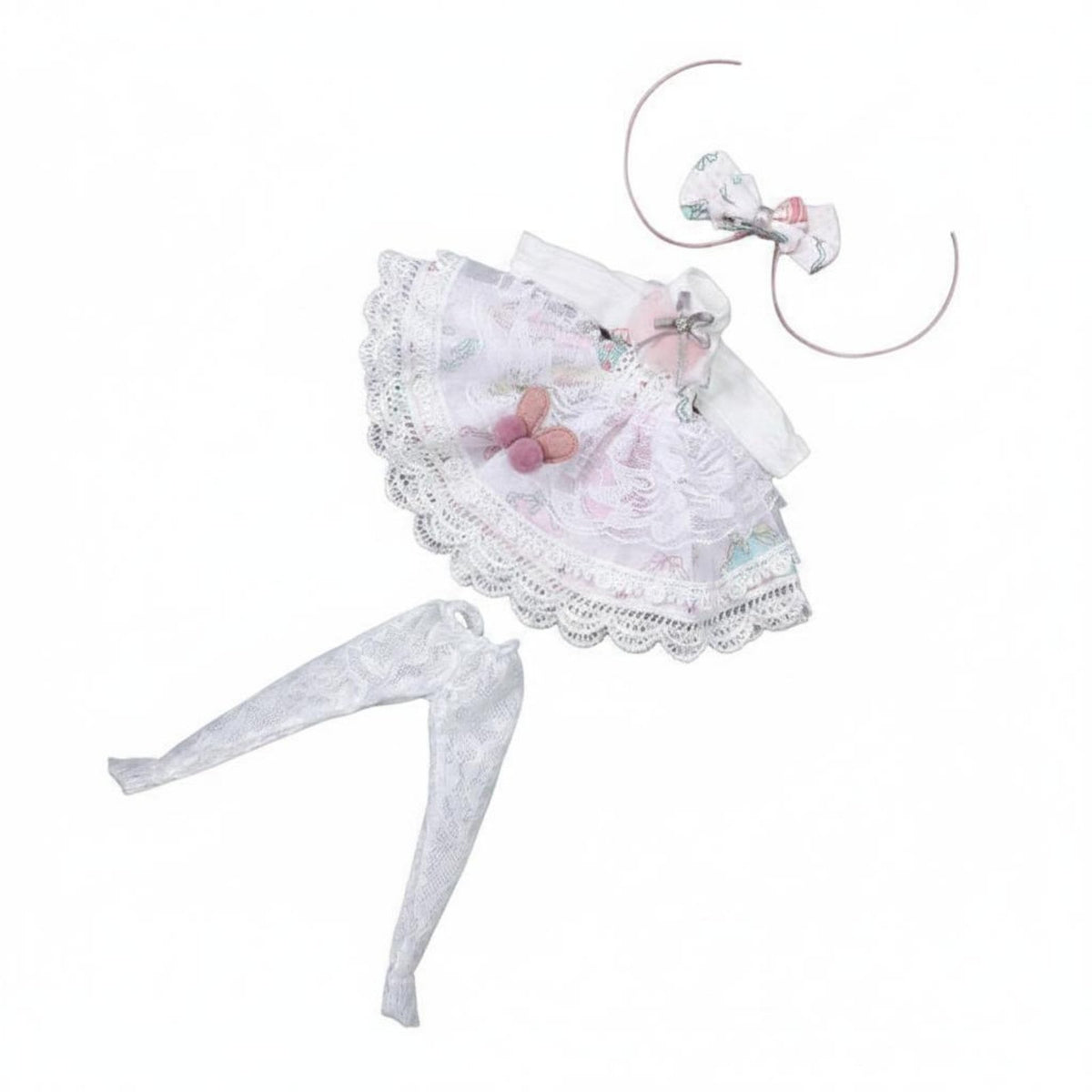 BJD Doll Dress Pastel Colors 1/6 Doll Dress Bow Detail Miniature Apparel for Display